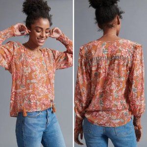 NWT Anthropologie Mina Sheer Peasant Blouse | XS Petite
